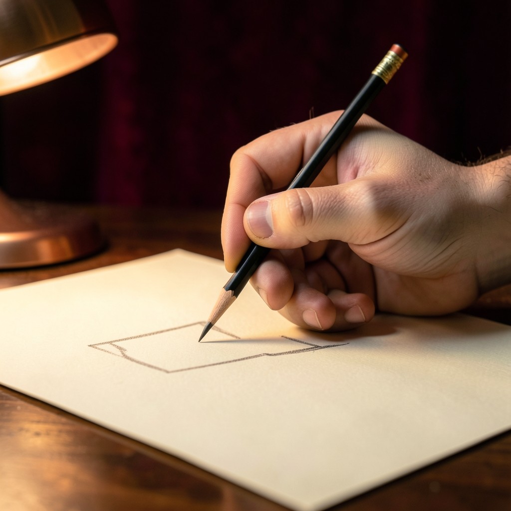 A pencil above a paper chart showing a range and a line stepping outside it